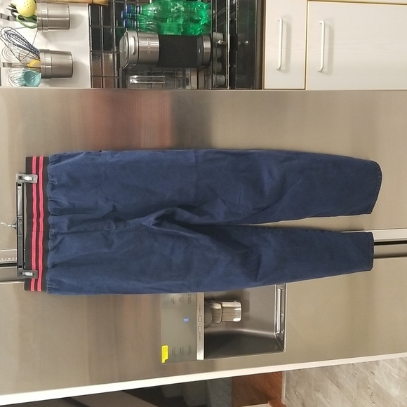 💕RACHEL COMEY💕 Doxa Pant Striped Elastic Waist Acid Wash Denim Navy Large NWT - Picture 12 of 16